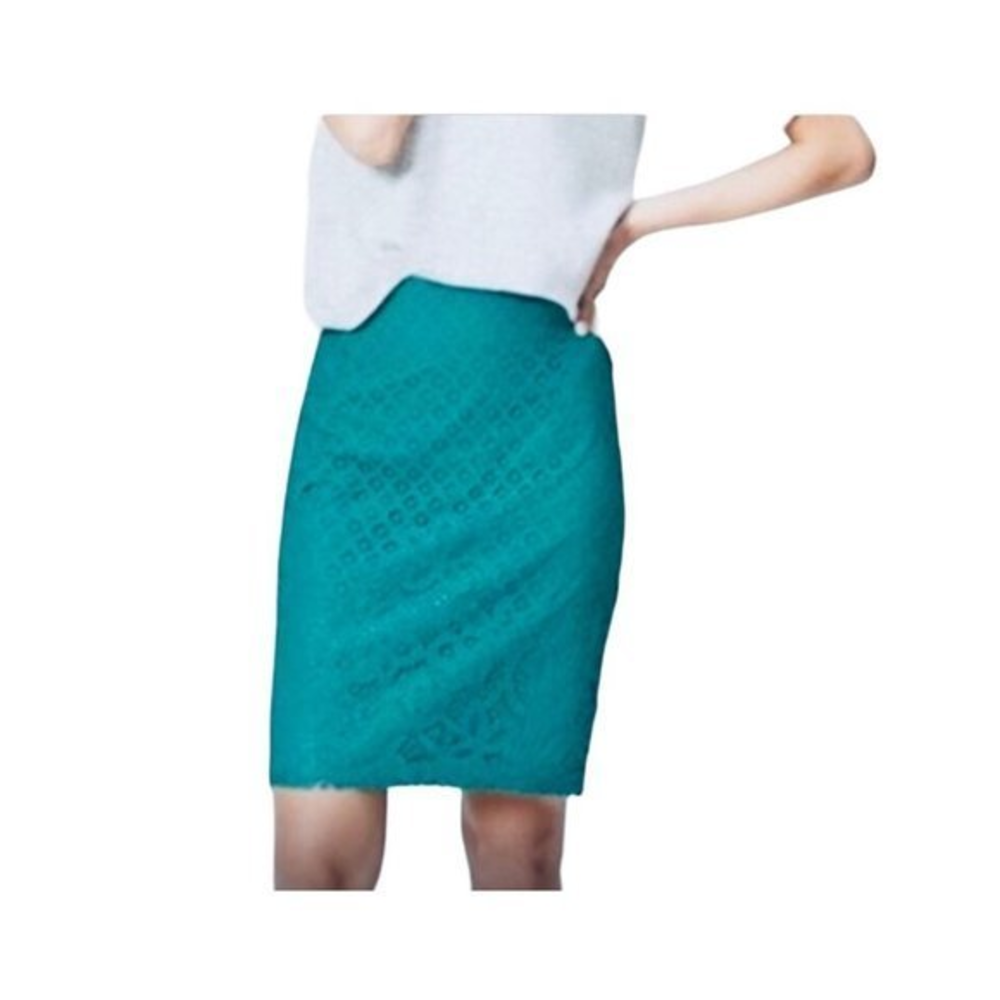 Loft lace skirt teal fully lined nwot size‎ 10P